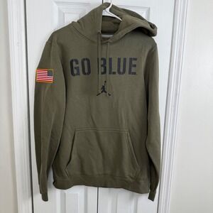 Nike Jordan Go Blue Michigan Hoodie USA Flag Olive Green S Jumpman